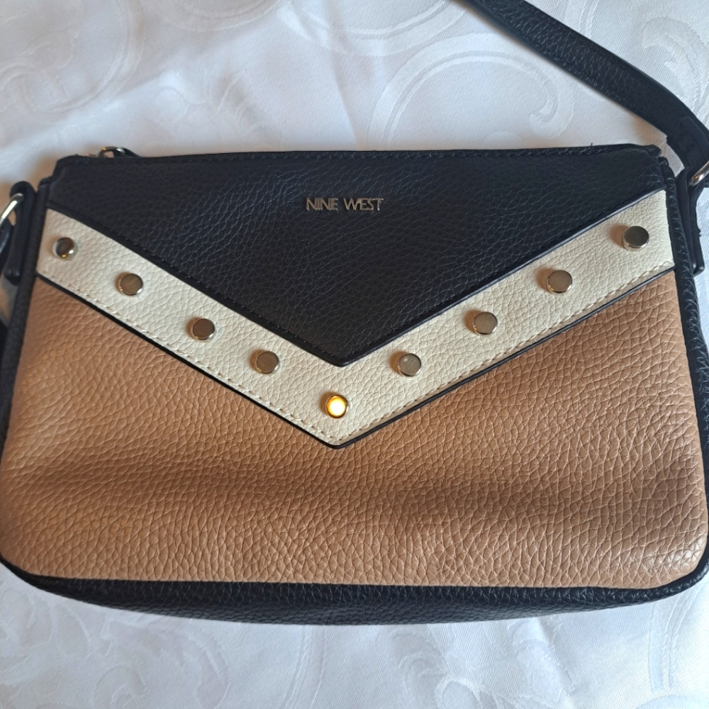 Nine West Black, Cream, and Tan Crossbody Bag